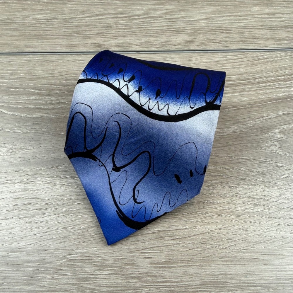 J. Garcia Mens Tie Thistle Ghost Collection Twenty Silk Abstract Blue OS